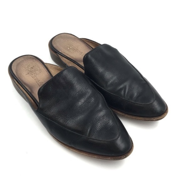 Madewell Black Leather The Frances Skimmer Mule Slides Size 6.5 - Picture 2 of 9